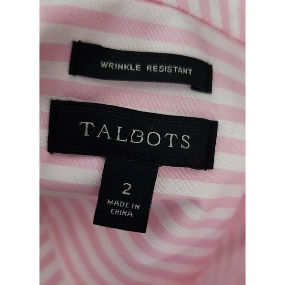 Talbots Button Up Wrinkle Resistant Shirt Womens‎ Sz 2 Pink Striped Top NWOT - Picture 8 of 10